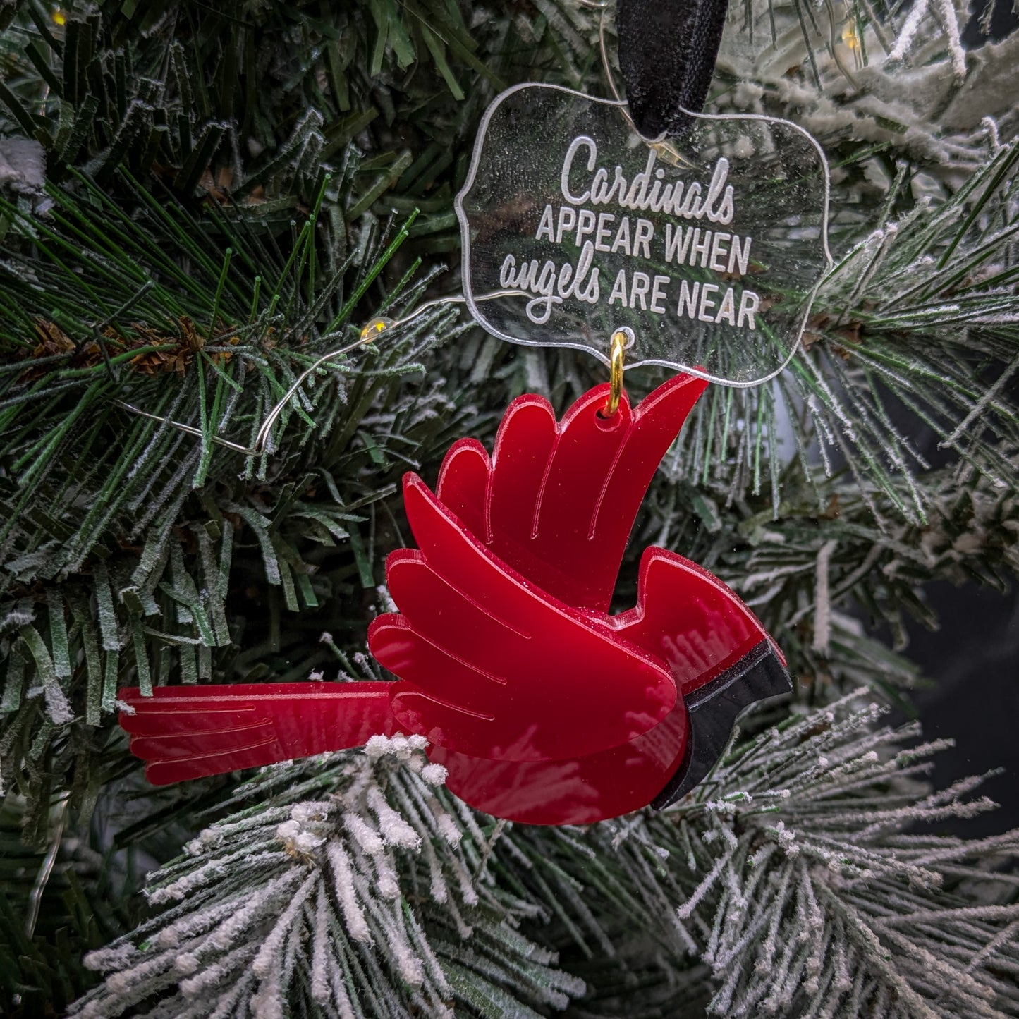 Cardinal Acrylic Ornament - "Cardinals Appear When Angels Are Near"