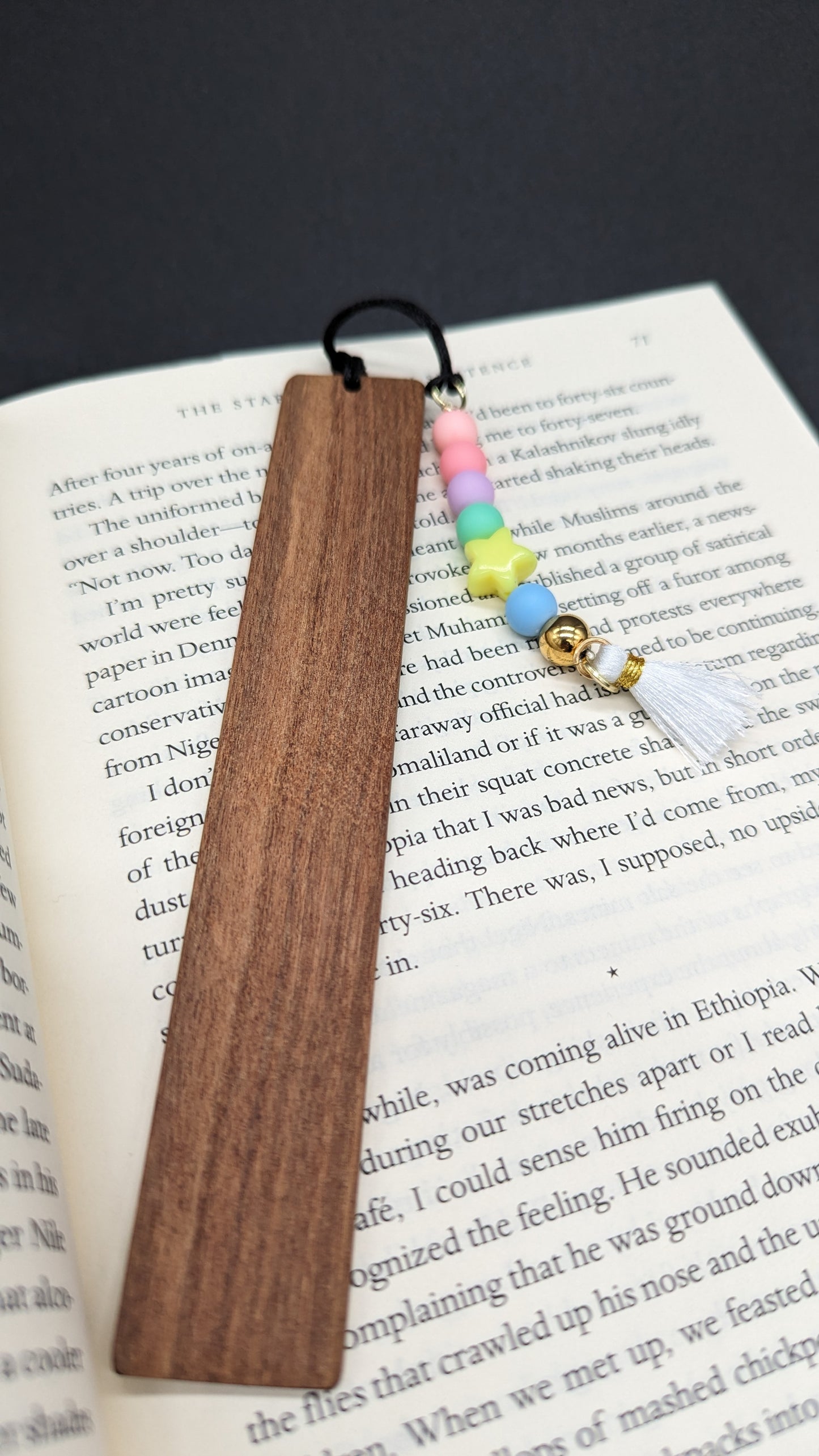 Custom Engraved Wooden Bookmark for Teachers with Beaded Details