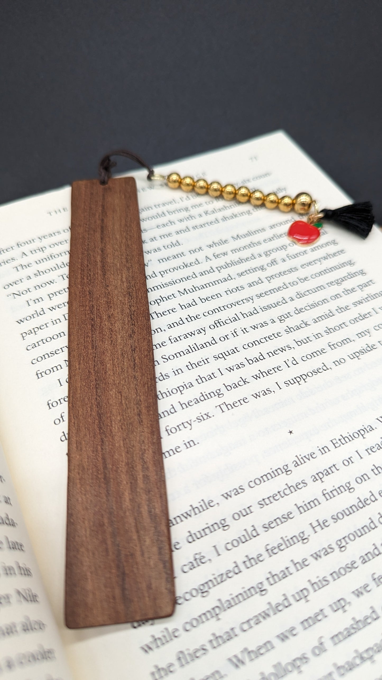 Custom Engraved Wooden Bookmark for Teachers with Beaded Details