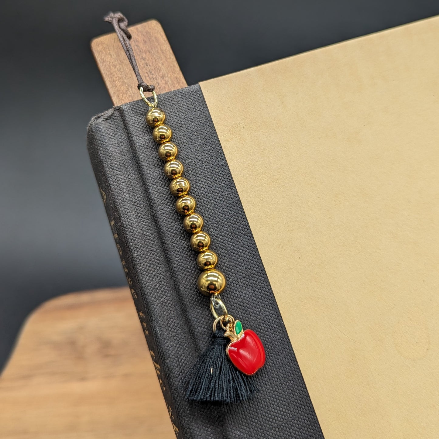 Custom Engraved Wooden Bookmark for Teachers with Beaded Details