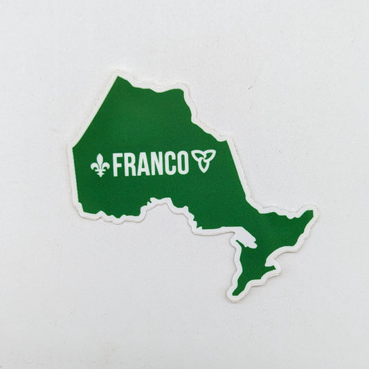 Franco-Ontarian Sticker - Ontario Silhouette with Trillium and Fleur-de-Lys