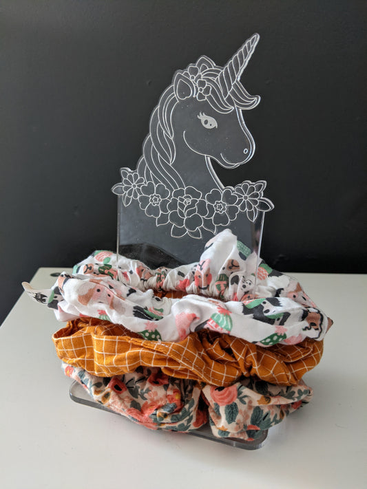 Unicorn Acrylic Scrunchie Holder - Whimsical Organizer for Hair Accessories