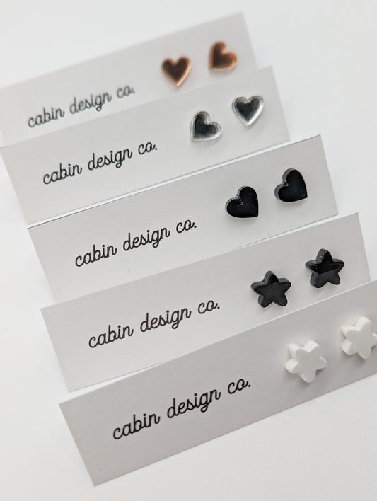 Cute Heart or Star Shaped Laser Cut Stud Earrings